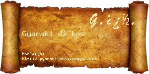 Gyaraki Ákos névjegykártya